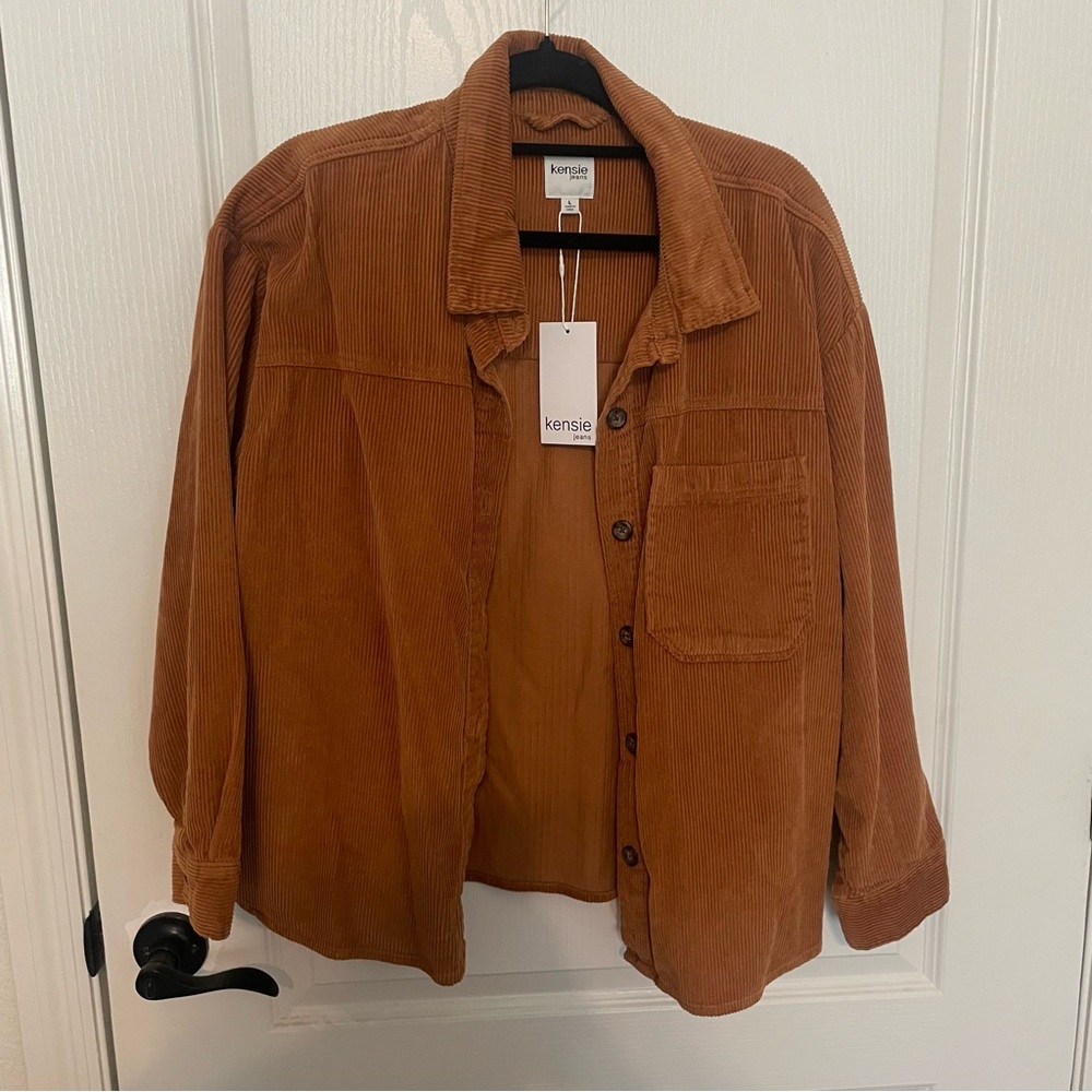 Kensie Brown Button Down corduroy Shirt